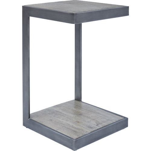 Global Archive C End Table in Antique Grey Acacia & Stainless